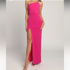 NWT Lulus keeper of my heart pink one shoulder maxi dress